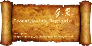 Georgijevits Reginald névjegykártya